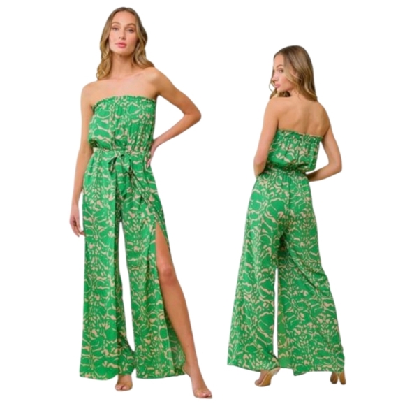 Saints & Hearts Pants - Saints & Hearts NWOT Strapless Floral Print  Jumpsuit Sz S